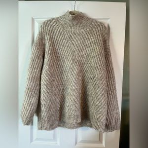 Tan and beige cowlneck knit sweater
